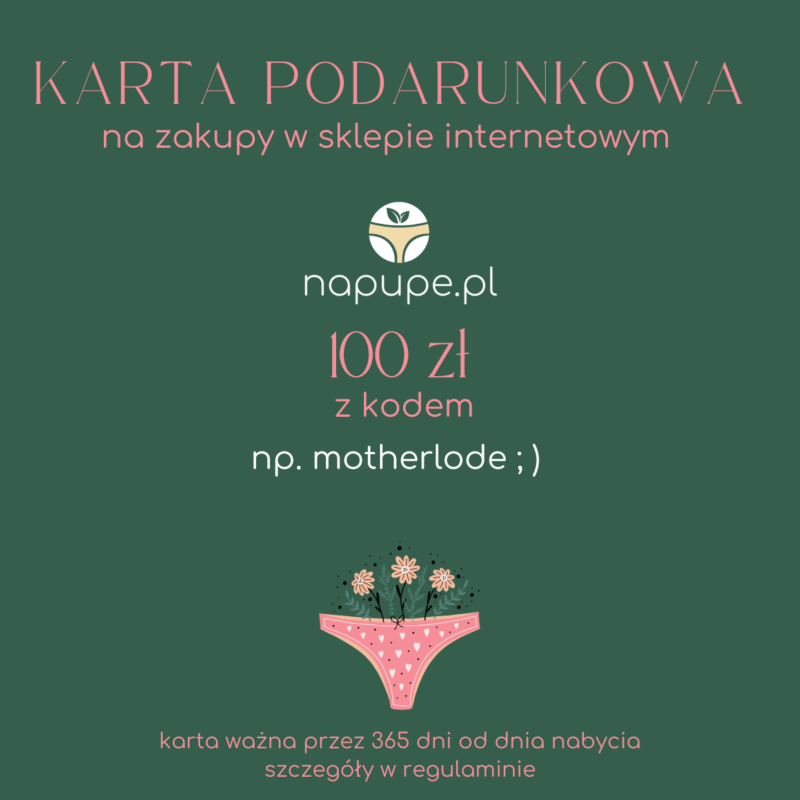 karta podarunkowa voucher 100zł na zakupy w sklepie napupe .pl